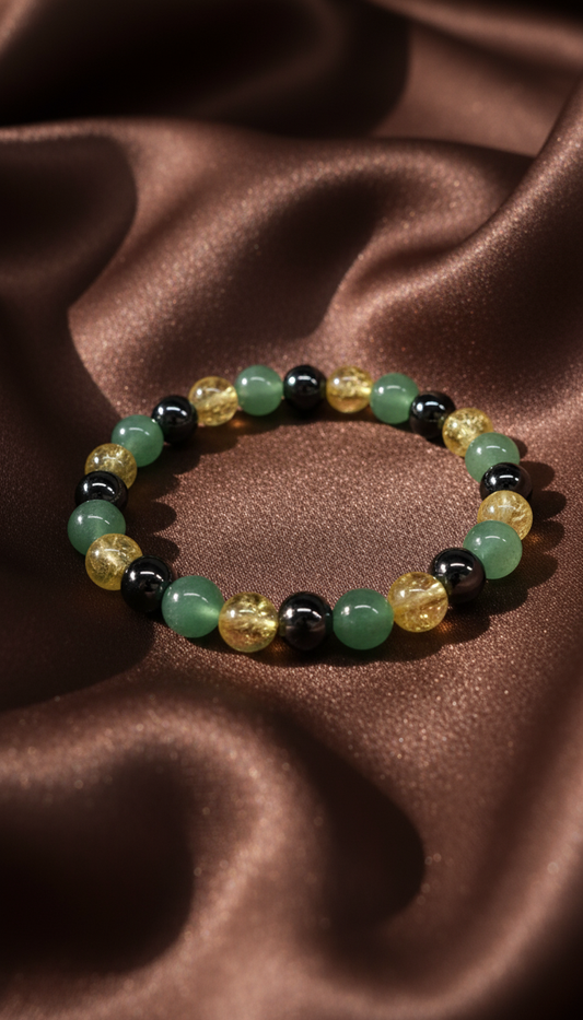 Green Aventurine, Citrine & Hematite Bracelet – 8mm Unisex