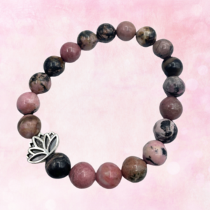 Rhodonite and Lotus Flower charm - a harmonious amulet of love and enlightenment, fostering inner peace and spiritual growth.