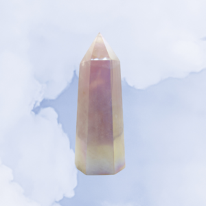 Electroplated Rose Quartz Tower: A fusion of elegance and energy. Vibrant metallic hues enhance the soothing properties of rose quartz.