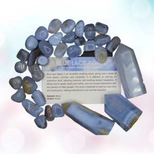 Discover the calming embrace of Blue Lace Agate tumbles. Enhance communication, find peace, and support emotional healing actively.