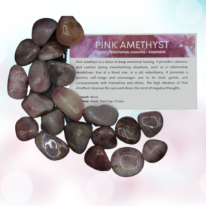 Discover the tranquil embrace of Pink Amethyst tumbles, nurturing love and balance for emotional healing and inner peace.