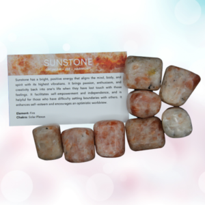 Discover the vibrant world of Sunstone tumbles, radiating positivity, vitality, and confidence. Embrace its transformative energies today!