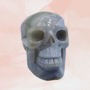 Explore the art and energy of Blue Lace Agate skull carvings. They combine serenity with symbolism, enhancing growth and tranquility.