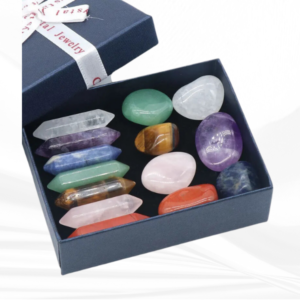 Chakra Gift Set, a divine collection of crystals carefully selected to harmonize and energize your body's seven energy centers, known as chakras.